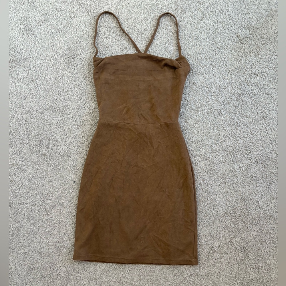 Windsor Brown Mini Dress with Spaghetti Straps